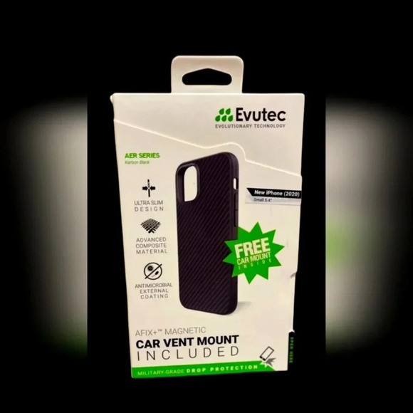 Evutec NIB Slim Light Smooth Case Magnetic Vent Mount New iPhone 2020 12 Mini - Picture 1 of 3